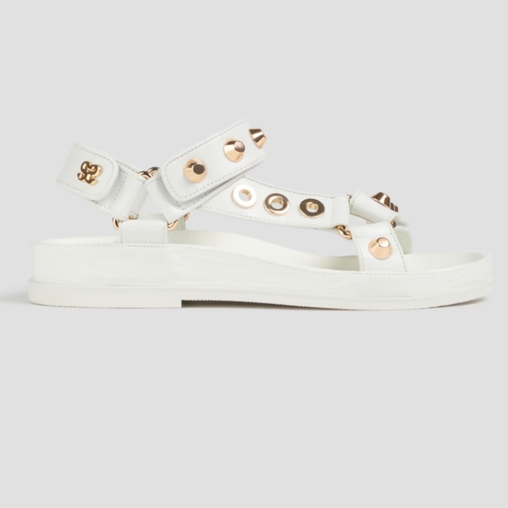 $360 New SNADRO White Sandals with Gold Accents